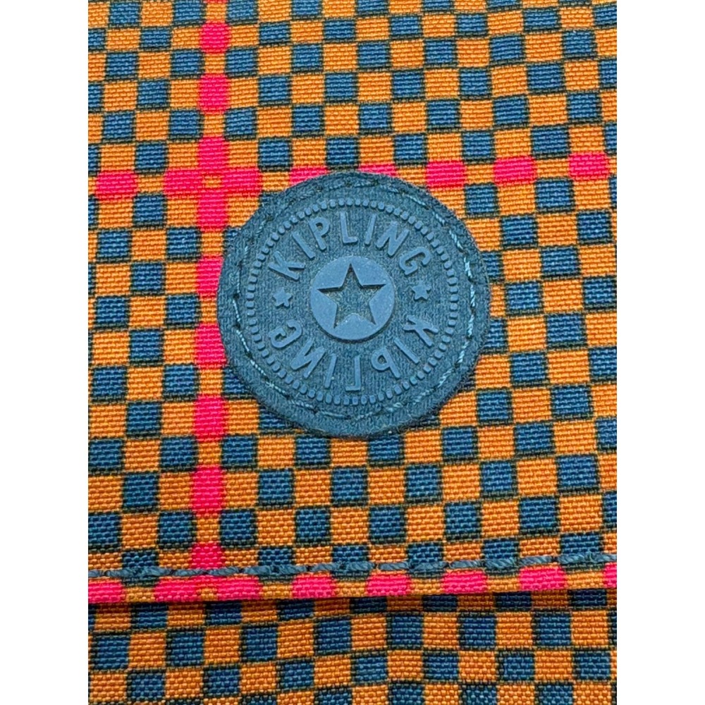 Kipling Brownie Organizer Wallet Trifold 7.5" x 4" Brown Blue‎ Checkerboard - Picture 3 of 10